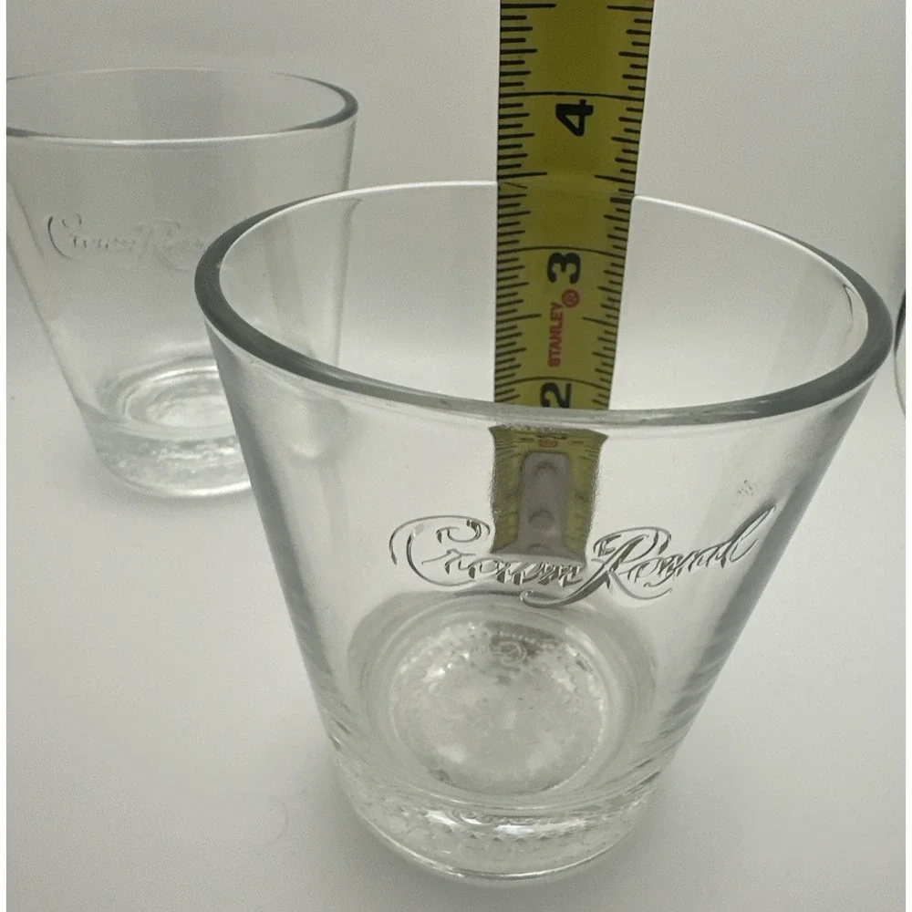 2 Crown Royal Whiskey Rocks Vintage Embossed Logo on Side and Bottom Bar Glasses